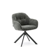 Kave Home Draaibare Eetkamerstoel 'Dorina' Chenille, kleur Groen - thumbnail