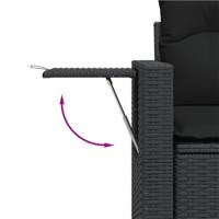 10-delige Loungeset met kussens poly rattan zwart - thumbnail