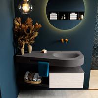 MONDIAZ RIVA 120cm badmeubel onderkast / planchet kleur Underlayment met 1 lade. Wastafel DULCET rechts 0 kraangaten kleur Dark_Grey. - thumbnail