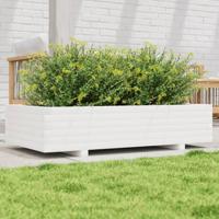 Plantenbak 110x60x26,5 cm massief grenenhout wit - thumbnail