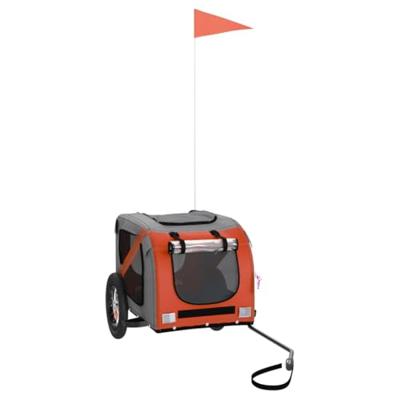 VidaXL Hondenfietstrailer oxford stof en ijzer oranje en grijs - thumbnail