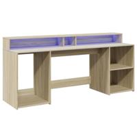 Bureau met LED-verlichting 200x55x91 cm hout sonoma eikenkleur - thumbnail