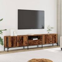 Tv-meubel met lade 200x25x44 cm bewerkt hout oud houtkleurig - thumbnail