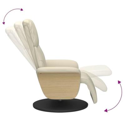 Fauteuil verstelbaar met voetensteun kunstleer crmekleurig - thumbnail