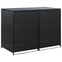 VidaXL Containerberging dubbel 148x80x111 cm poly rattan zwart - thumbnail