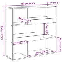 Kamerscherm 100x33x125,5 cm bewerkt hout zwart - thumbnail