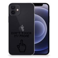 iPhone 12 | 12 Pro (6.1") Silicone-hoesje Finger Don't Touch My Phone - thumbnail