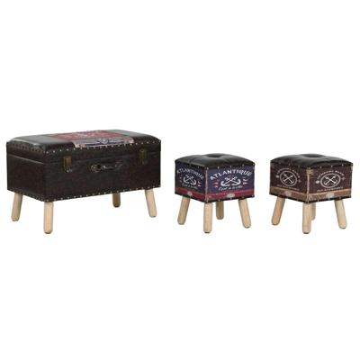 Kofferset Home ESPRIT Bruin Multicolour Polyurethaan Hout Vintage 70 x 40 x 45 cm (3 Stuks)