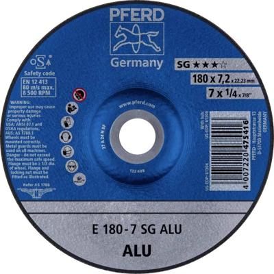 PFERD TOOLS 62217622 E 180-7 SG ALU Afbraamschijf gebogen Diameter 180 mm Boordiameter 22.23 mm Aluminium, Non-ferrometaal 10 stuk(s)