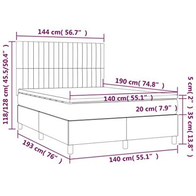 Boxspring met matras en LED stof donkergrijs 140x190 cm