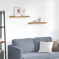 Wandplank met plank 2 pcs Beige 60 x 9 x 3 cm Bewerkt hout - thumbnail