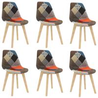 Vidaxl Eetkamerstoelen 6 St Met Patchwork Ontwerp Stof Meerkleurig - thumbnail