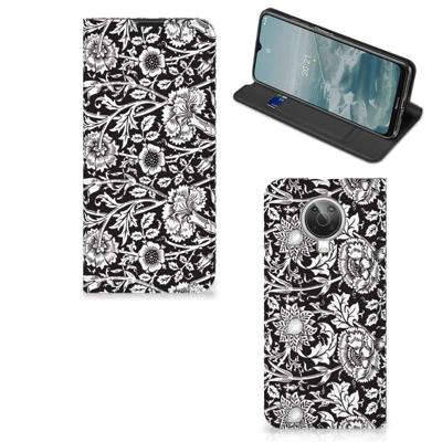 Nokia G10 | G20 Smart Cover Black Flowers Nokia G10 | G20 Smart Cover Black Flowers