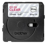 Brother BTAG-132 labelprinter-tape Rood op transparant - thumbnail