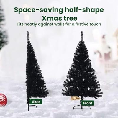 VidaXL Kunstmatig voorverlicht kerstboom met 150 led zwart 120 cm pvc