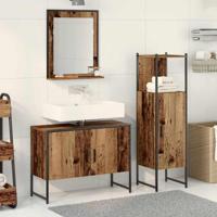 Badkamermeubelset met plank met opslag 3 pcs Bruin Bewerkt hout - thumbnail