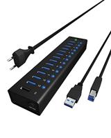 ICY BOX IB-AC6113 13-poorts USB 3.0 Hub met 12 V / 5 A voedingsadapter, aluminium behuizing en USB laadpoort zwart - thumbnail