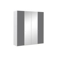 Goossens Kledingkast Easy Storage Ddk, Kledingkast 203 cm breed, 220 cm hoog, 2x glas draaideur en 2x spiegel draaideur midden - thumbnail
