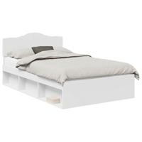 Bedframe met hoofdeinde Wit 135 x 190 cm Massief grenenhout - thumbnail