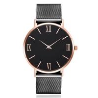 Luxe dameshorloge met zwarte wijzerplaat en zwartkleurige mesh band - thumbnail