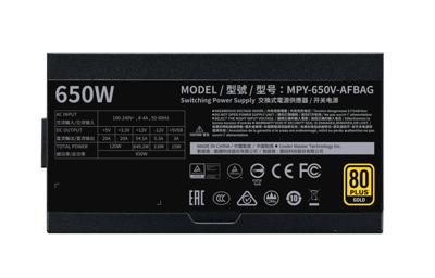 Cooler Master mpy-650v-afbag-eu v650 gold v2, atx, 650w, modular, apfc, 135mm, 32 db (silent), black