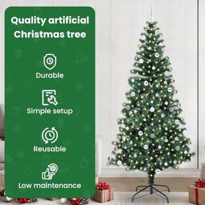 VidaXL Kunstmatig voorverlicht kerstboom groen 240 cm pvc en metaal