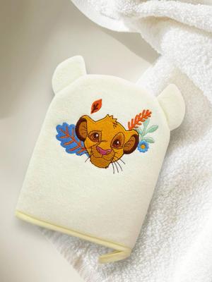 Leuk Disney® washandje geborduurd met het hoofd van Simba pastelgeel Leuk Disney® washandje geborduurd met het hoofd van Simba pastelgeel