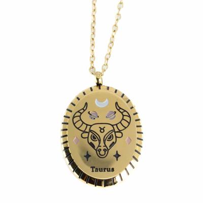 Stalen Horoscoop Hanger Stier Goudkleurig Ovaal (20 mm) Stalen Horoscoop Hanger Stier Goudkleurig Ovaal (20 mm)
