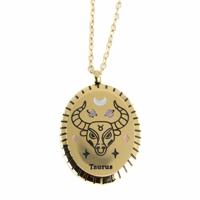 Stalen Horoscoop Hanger Stier Goudkleurig Ovaal (20 mm) - thumbnail