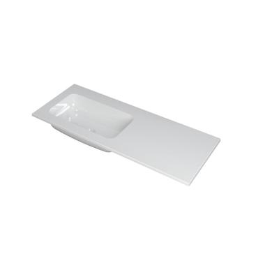 INK Faktor Wastafel Polystone Links Zonder Kraangat - 1200x450x15 mm - Glans Wit