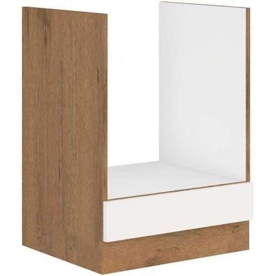 ROCK - Lage ovenkast - Lancelot eiken en glanzend witte melamine - 60 cm