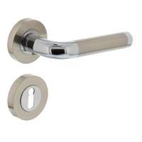 Deurkruk Agatha op rond rozet 7mm nokken met sleutelgat plaatjes chroom/nikkel mat - thumbnail