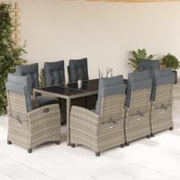 9-delige Tuinset met kussens poly rattan grijs - thumbnail
