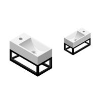 Fontein Best Design R-Line incl. Zwart Frame met Kraangat Mat Zwart Sapho - thumbnail