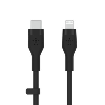 Belkin BoostCharge Flex siliconen USB Type C/Lightning-kabel (3 m), MFi-gecertificeerde 20 W PD Power Delivery-snellaadkabel voor iPhone 14/14 Plus, 13, 12, Pro, Max, mini, SE, iPad en meer – Zwart