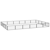 Hondenkennel 20 panelen 100x50 cm gepoedercoat staal zwart - thumbnail