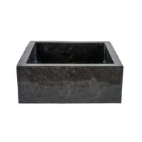 Waskom BWS Stone Vierkant 40x40x15 cm Gepolijst Natuursteen Zwart - thumbnail