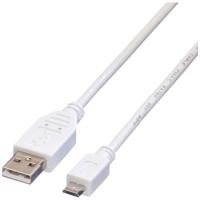 Value 11998752 USB 2.0 kabel, USB A stekker op Micro USB B stekker, 1,8 m wit - thumbnail