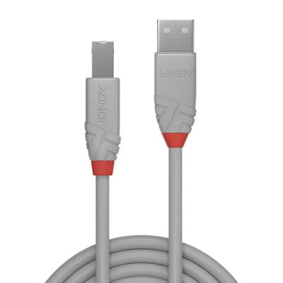 LINDY 36683 USB-kabel USB 2.0 USB-A stekker, USB-B stekker 2.00 m Grijs
