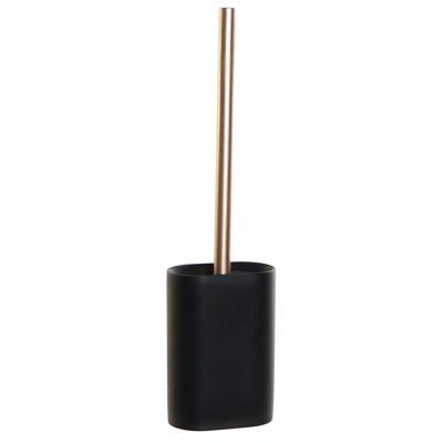 Toiletborstel DKD Home Decor Zwart Gouden Hars 10 x 6 x 40 cm
