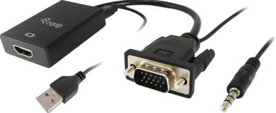 Equip 119038 video kabel adapter 0,2 m VGA (D-Sub) + 3.5mm DVI-D + USB Zwart Equip 119038 video kabel adapter 0,2 m VGA (D-Sub) + 3.5mm DVI-D + USB Zwart
