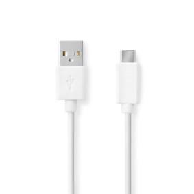 Nedis CCGB60600WT10 Usb-kabel Usb 2.0 Usb-a Male Usb-c™ Male 480 Mbps Vernikkeld 1.00 M Rond Pvc Wit Doos