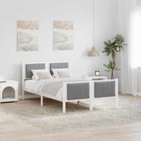 Bedframe Wit en lichtgrijs 120 x 190 cm Massief grenenhout - thumbnail