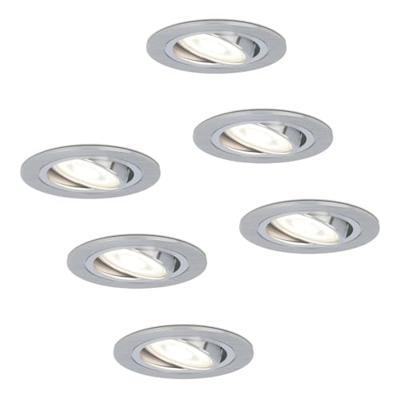 Set van 6 Chandler LED inbouwspots - GU10 4 Watt 345 Lumen - 6500K Daglicht wit - Dimbaar - Rond - Kantelbaar - IP20 Voor binnen - RVS