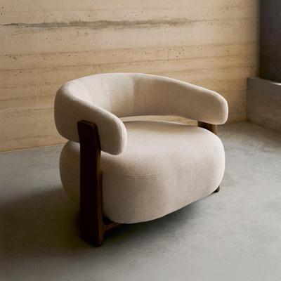 Kave Home Granite fauteuil chenille Beige/walnoot Kave Home Granite fauteuil chenille Beige/walnoot