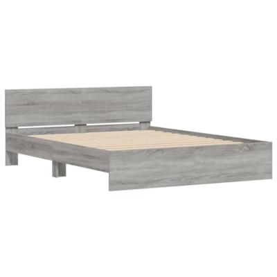Bedframe met hoofdeinde grijs sonoma eikenkleurig 140x190 cm
