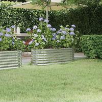VidaXL Plantenbak 114x40x36 cm gepoedercoat staal zilverkleurig - thumbnail