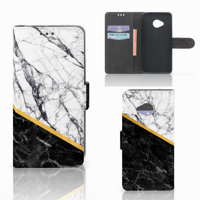 HTC U11 Life Bookcase Marmer Wit Zwart - Origineel Cadeau Man - thumbnail