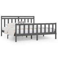 Bedframe massief grenenhout grijs 200x200 cm - thumbnail