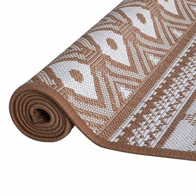 VidaXL Buitenkleed omkeerbaar 80x150 cm bruin en wit VidaXL Buitenkleed omkeerbaar 80x150 cm bruin en wit